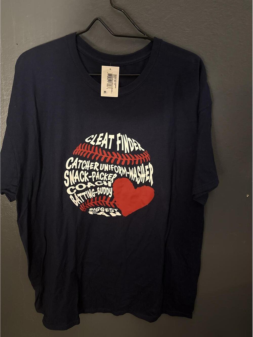 Fruit of the Loom Navy Graphic Baseball Tee with Red Heart - New with Tags